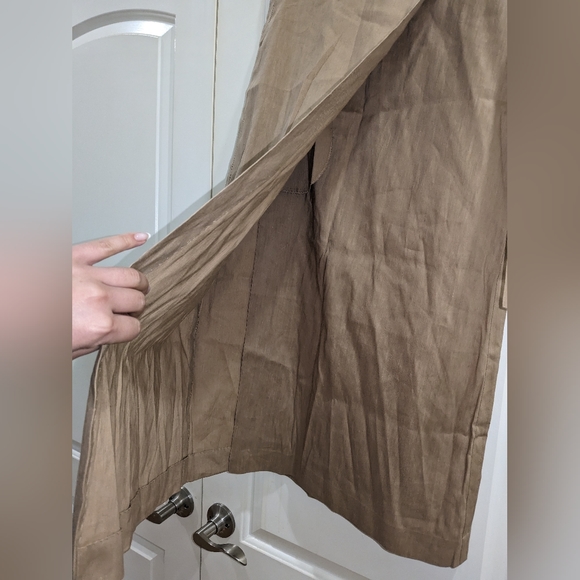 12. NWOT VINCE BUCKLE WRAP LINEN BLEND MIDI SKIRT - Picture 8 of 9